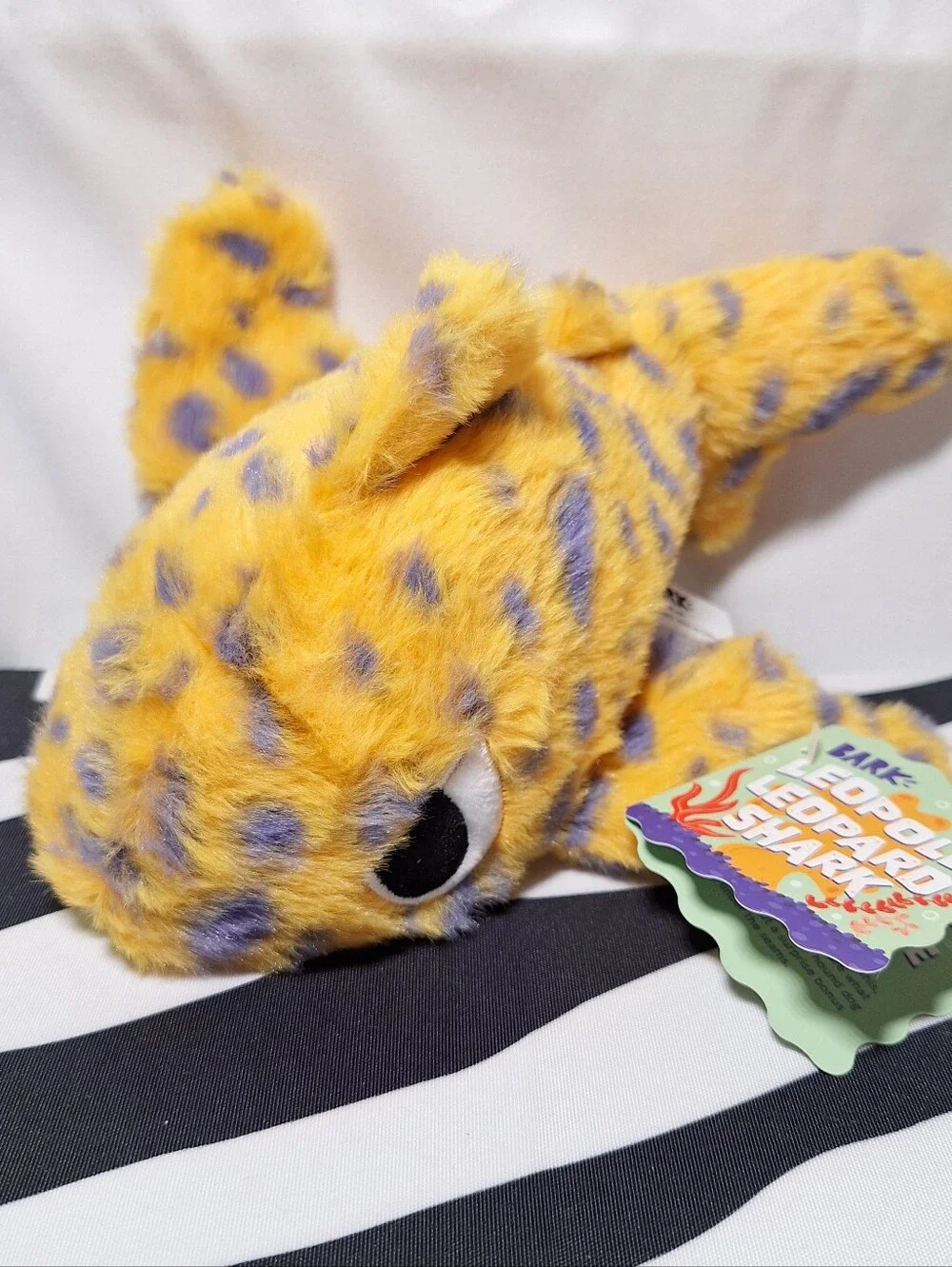 NWT Bark Leopold Leopard Shark Dog Toy M-L